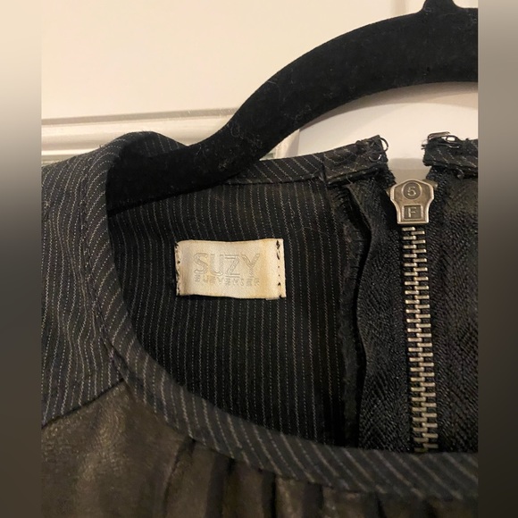 Suzy Shier Dress Black, Silvery-Beige with Chiffon Overlay, Size Small, GUC - Picture 6 of 6